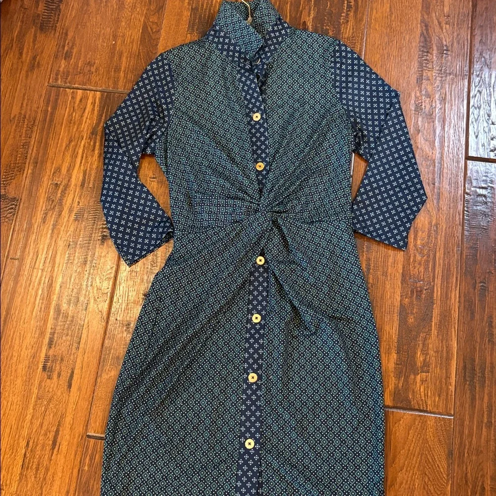 Gretchen Scott twist and shout Elegant Navy Patterned Dress NWT S